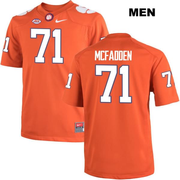 Men's Clemson Tigers #71 Jordan McFadden Stitched Orange Authentic Nike NCAA College Football Jersey RWE5246QG
